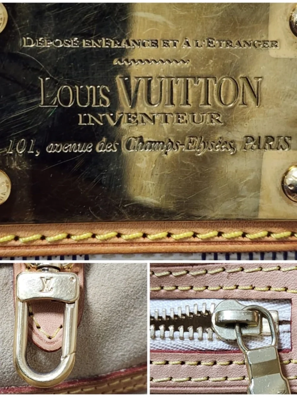 Authentic Louis Vuitton Damier Azur Hampstead PM Shoulder Bag Brown/Beige - Picture 11 of 14